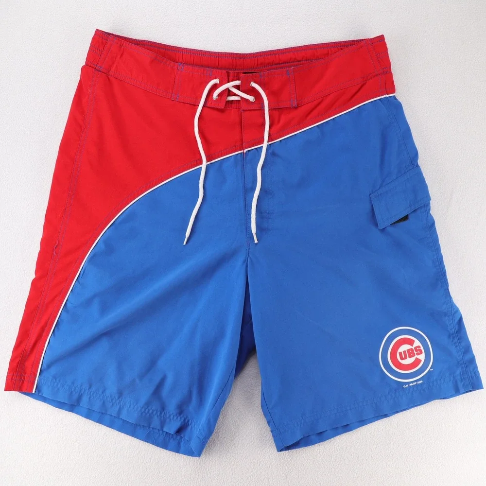 MLB Chicago Cubs‎ Board Shorts Mens XL Blue Red Colorblock Swim Trunks 2009